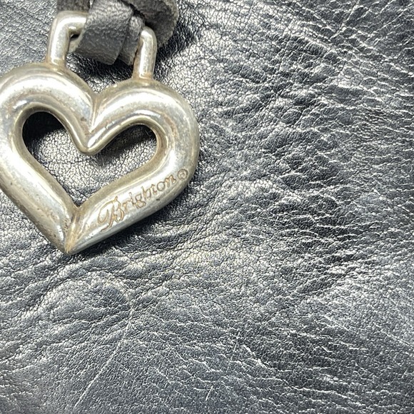 Vintage Brighton Black Leather Brown Croc Embossed Bucket Shoulder Bag Purse‎ - Picture 11 of 14